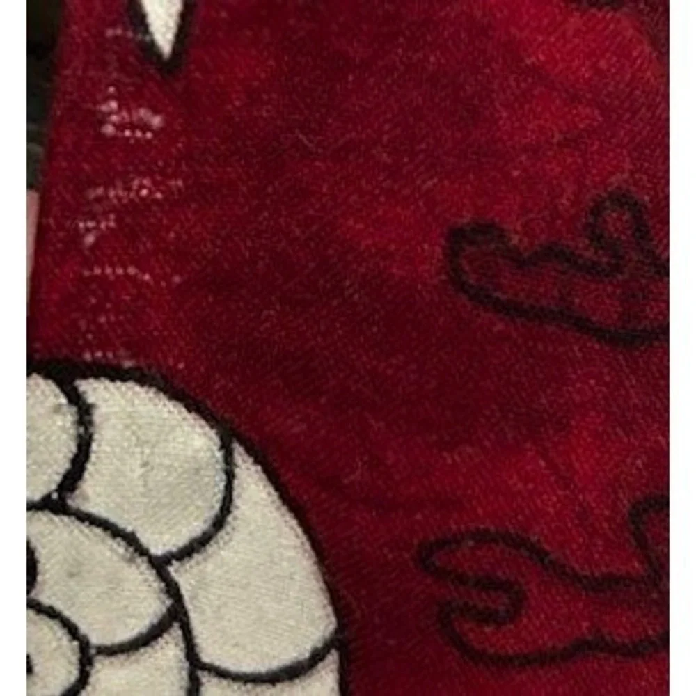 VTG Handmade Nautical Shell Starfish Dolphin Print Scarf Sarong Red Coastal Wrap